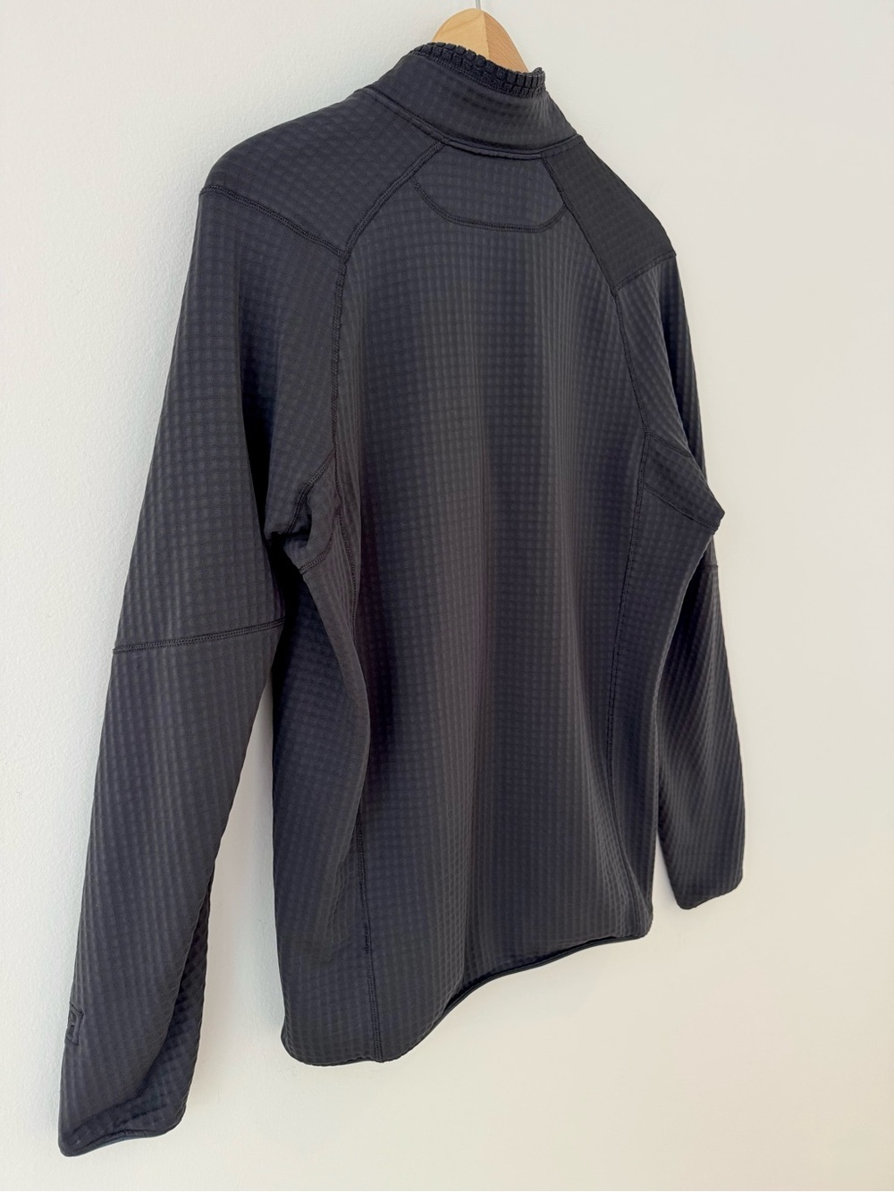 Patagonia R1 Fleece Quarter Zip Pullover Charcoal Gray Polartec Power Grid, Sz L - Picture 8 of 12